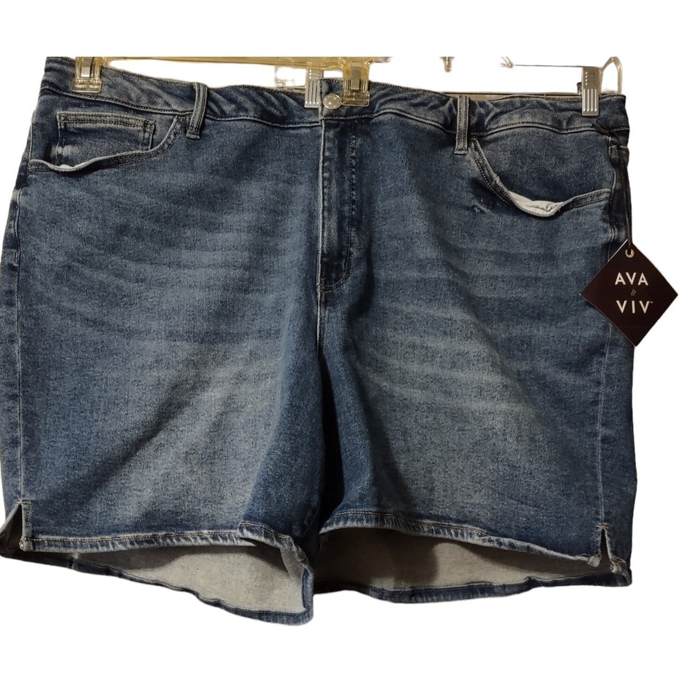 Ava & Viv Shorts Womens 26 Denim Bermuda Shorts High Rise Stretch 7" Inseam Blue